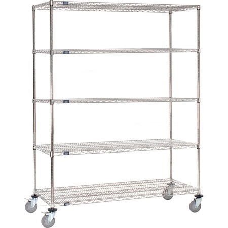 Nexel Chrome Wire Shelf Truck w/Brakes, 1200 lb. Capacity, 48inL x 24inW x 72inH 988128